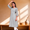 Cotton Blend Arrow Print Straight Kurta  