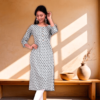 Cotton Blend Arrow Print Straight Kurta  