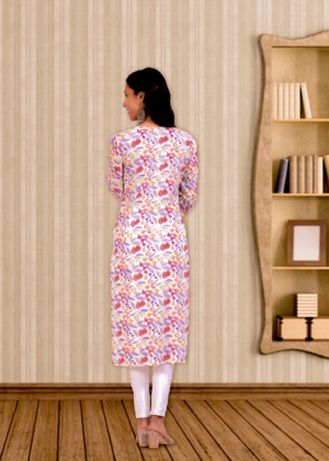 Cotton Floral Print Straight Kurta