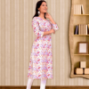 Cotton Floral Print Straight Kurta  