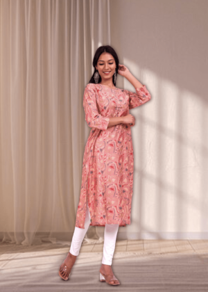 Muslin Hand Print Straight Kurta