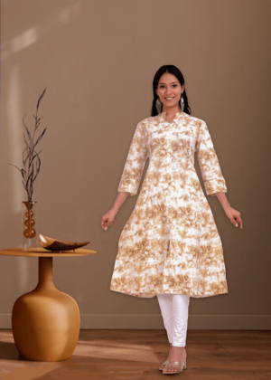 Cotton a Line Tie N Dye Print Kurta