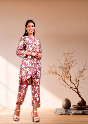 Floral Digital Print Linen Co-Ord Set