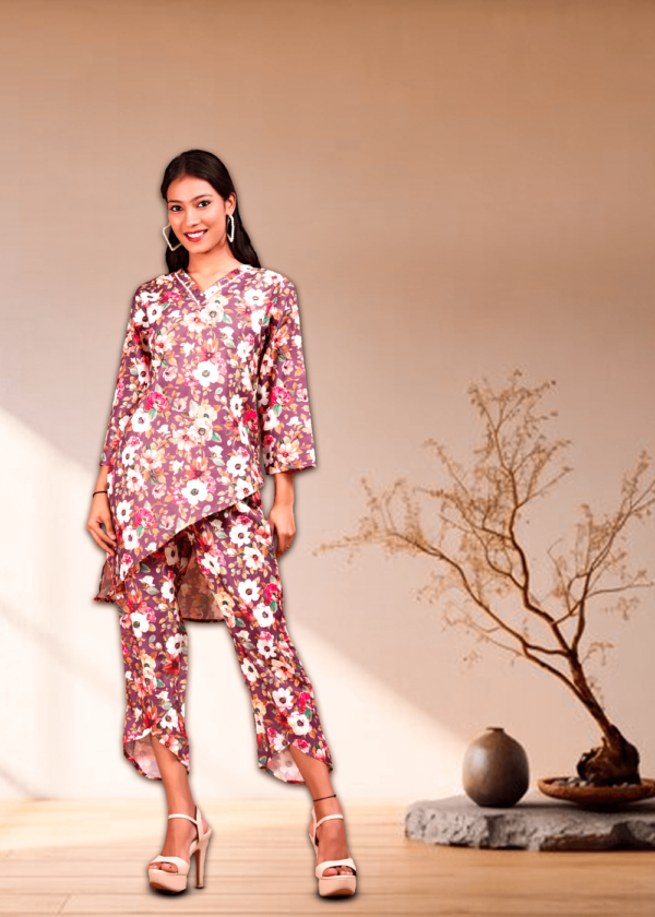 Floral Digital Print Linen Co-Ord Set  