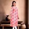 Rhyon Kurti Tie Neck Leaf Print Zarcon Work  