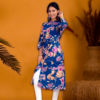 Floral Indigo Printed  Line Kurta  