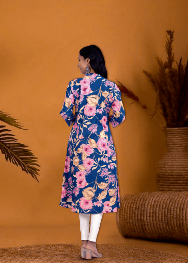 Floral Indigo Printed  Line Kurta  