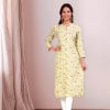 Floral Printed Rhyon Handwork Straight Kurta  