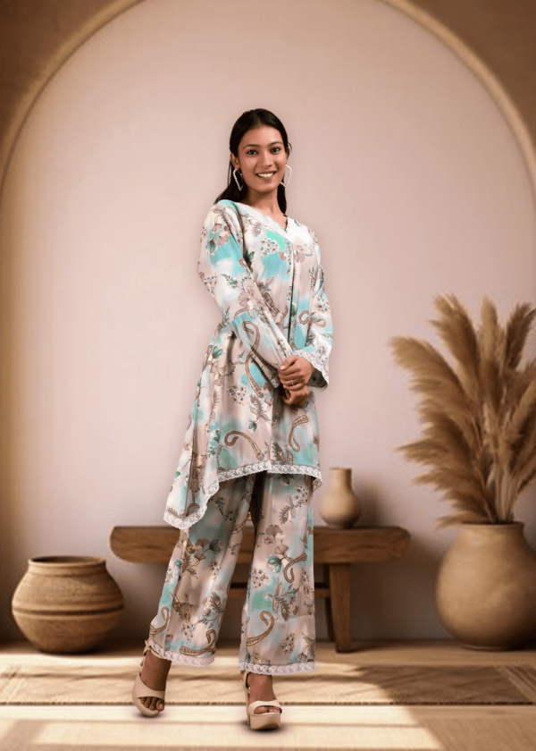 Digital Print Muslin fabric Co-ord Set  