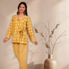 Cotton Block Print Mustard co-ord set  