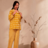 Cotton Block Print Mustard co-ord set  