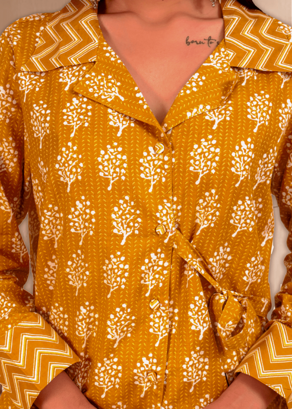 Cotton Block Print Mustard co-ord set  