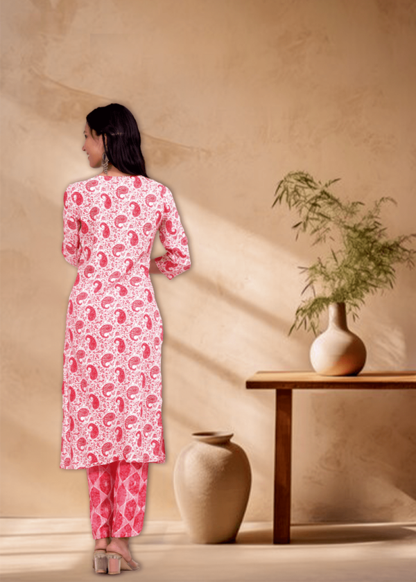 Rhyon Block Print with Value Edition Watermelon Pink kurta set  