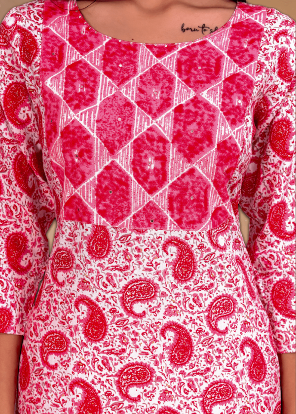 Rhyon Block Print with Value Edition Watermelon Pink kurta set  