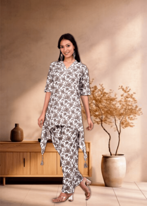Rhyon floral print with tassles co-ord set