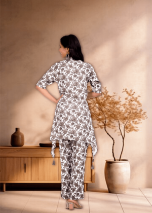 Rhyon floral print with tassles co-ord set