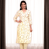 Rhyon Block White Beige Floral Print with Value Edition kurta set  