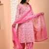 Salwar Suit in Pastel Pink with Floral Handprint  