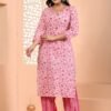 Salwar Suit in Pastel Pink with Floral Handprint  