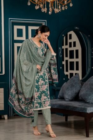 Plum Green  Cotton Suit Set