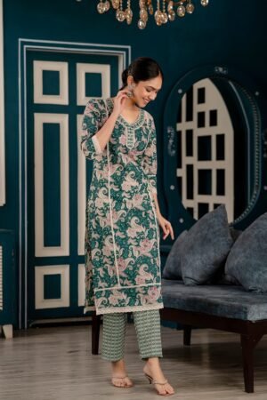 Plum Green  Cotton Suit Set