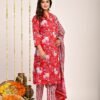 Red Floral Print Suit Set  