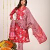 Red Floral Print Suit Set  