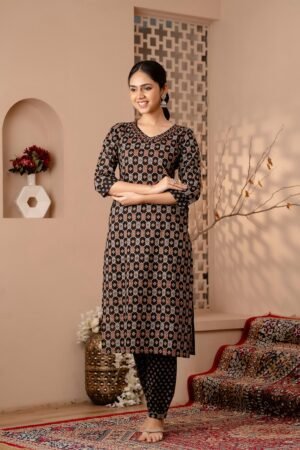 Soft Brown Ajrakh Print Salwar Suit