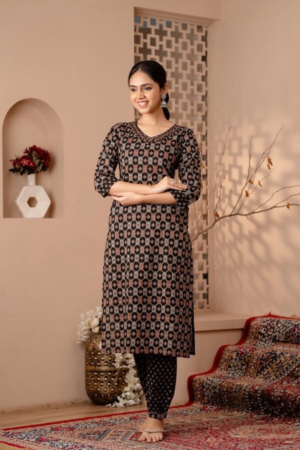 Soft Brown Ajrakh Print Salwar Suit  