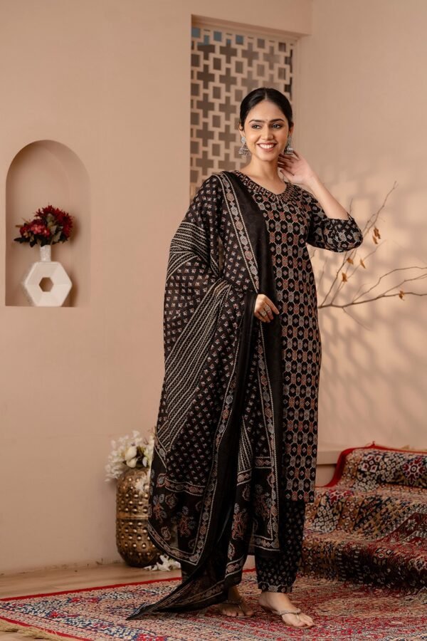 Soft Brown Ajrakh Print Salwar Suit  