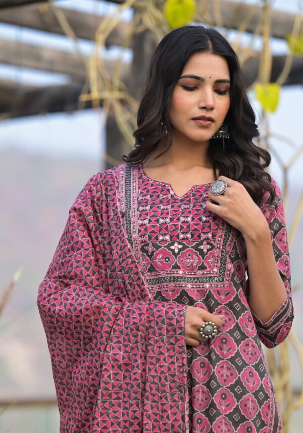 Sanganeeri Cotton Hand Block Printed Suit Set  