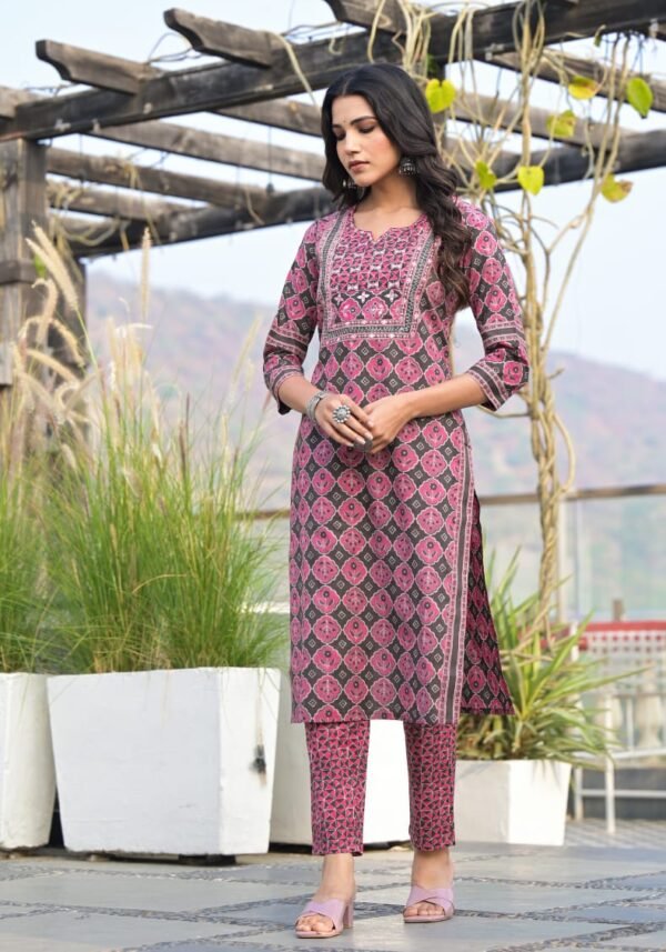 Sanganeeri Cotton Hand Block Printed Suit Set  