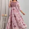 Cotton Floral Pink Flare Gown  