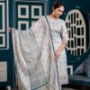 Sanganeri Block Print Cotton Suit Set in Cloud  