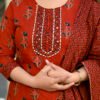 Cotton Butti Suit Set in Dark Pastel Red  