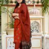 Cotton Butti Suit Set in Dark Pastel Red  