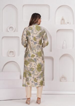 Muslin Olive Green 2 Pcs Kurta Set