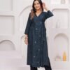 Rhyon Midnight Blue kurta set in Zigzag Print  