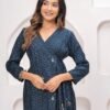 Rhyon Midnight Blue kurta set in Zigzag Print  