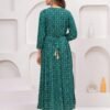 Rhyon Bandhej Pine Green 3 Piece Suit Set in Lace  