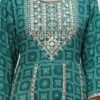 Rhyon Bandhej Pine Green 3 Piece Suit Set in Lace  