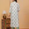 Cotton  White And Coco Green 3 Piece Suit Set in Floral Print.  