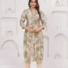 Muslin Olive Green 2 Pcs Kurta Set  