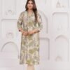 Muslin Olive Green 2 Pcs Kurta Set  