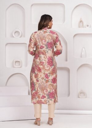 Muslin Peach Powder 2 Pcs Kurta Set