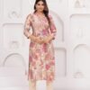 Muslin Peach Powder 2 Pcs Kurta Set  