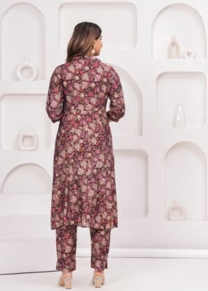 Wine Jam 2 Piece Kurta Set in Muslin Fabric