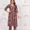 Wine Jam 2 Piece Kurta Set in Muslin Fabric  