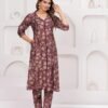 Wine Jam 2 Piece Kurta Set in Muslin Fabric  