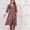 Wine Jam 2 Piece Kurta Set in Muslin Fabric  